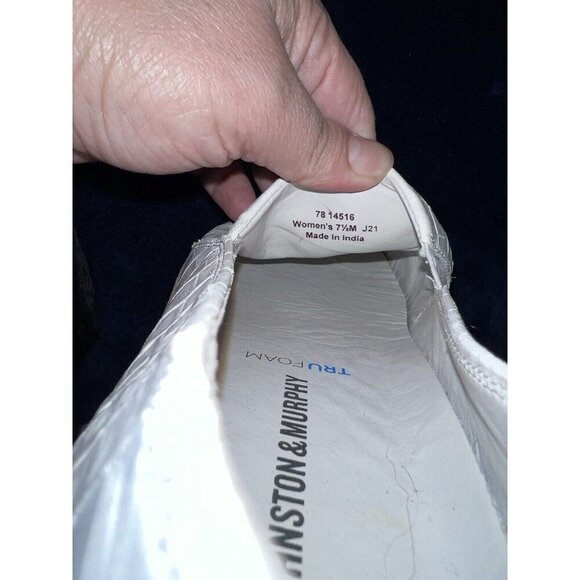 JOHNSTON & MURPHY Callie Slip On Sneaker White Croc Embossed Leather Women 7M - Picture 12 of 13